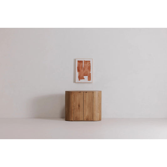 Theo Cabinet by Moe's Home Collection in oak natural. Made from solid oak wood, oak veneer over mdf back in a unique style.