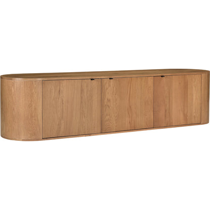 Theo Media Bench by Moe's Home Collection in oak natural. Made from solid oak wood, oak veneer over mdf back in a transitional style.