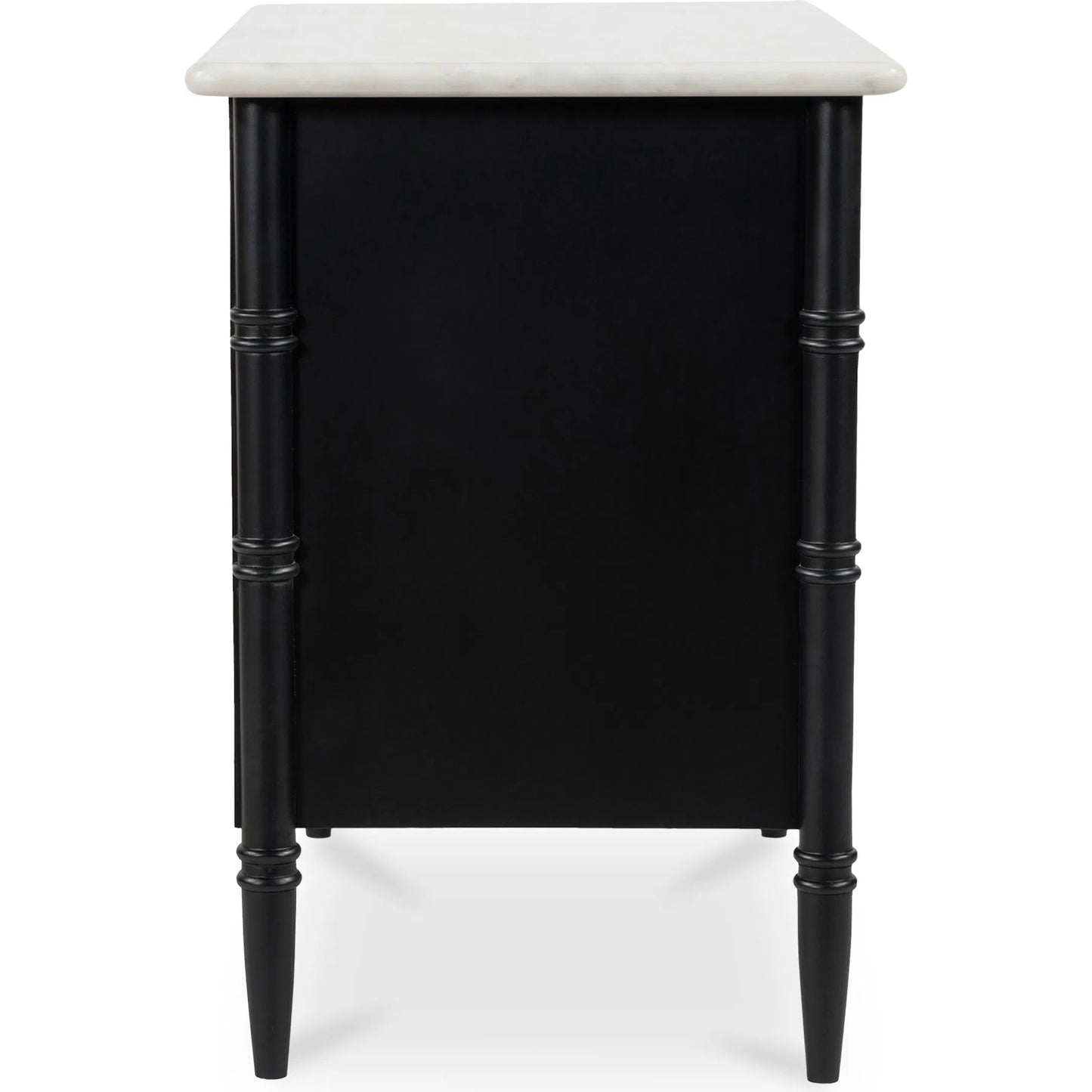 004 SI-2367997 | Additional Silo | Eleanor Nightstand by Moe's Home Collection in black. Made from banswara marble top, mdf frame, case, drawers, solid mango wood legs in a traditional style.