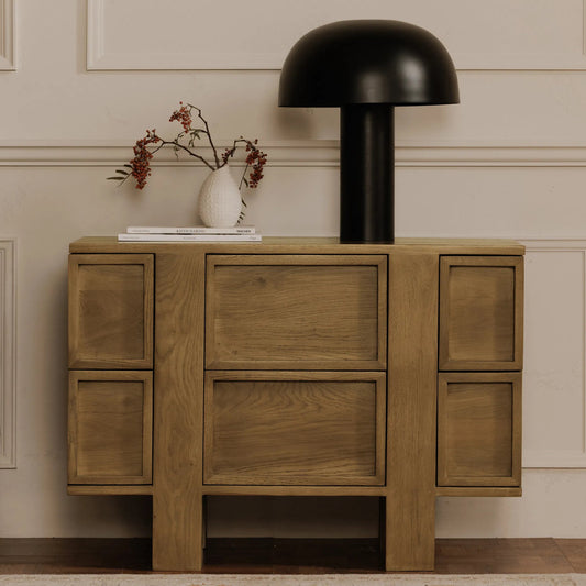 Henley Nightstand by Moe's Home Collection in brown. Made from oak, oak veneer in a unique style.