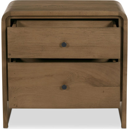 Riley Nightstand by Moe's Home Collection in brown. Made from oak, oak veneer in a transitional style.