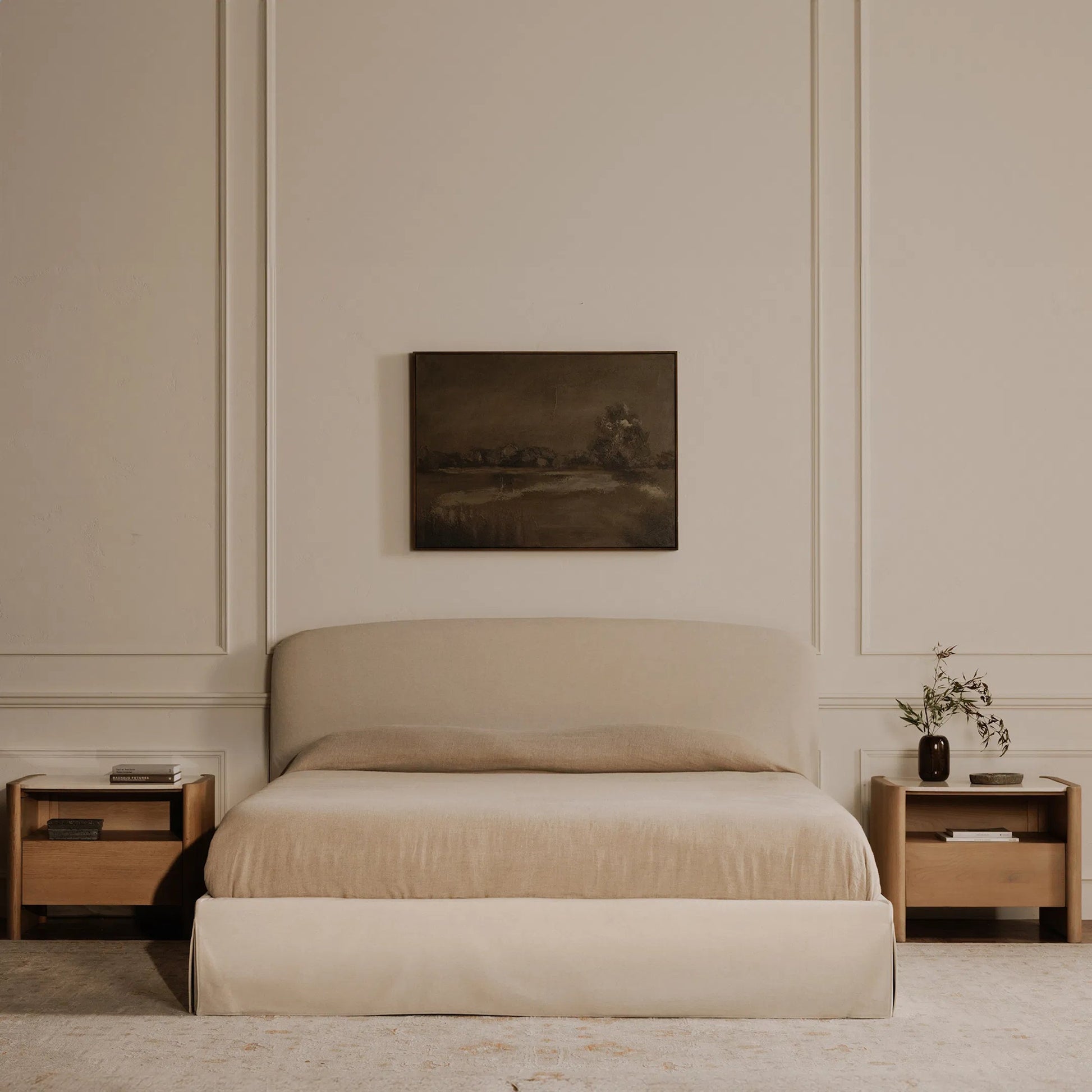 Lane Nightstand by Moe's Home Collection in natural. Made from oak, oak veneer, bottichino marble in a transitional style.