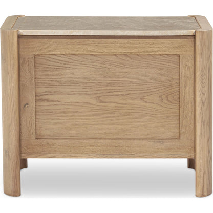 Lane Nightstand by Moe's Home Collection in natural. Made from oak, oak veneer, bottichino marble in a transitional style.