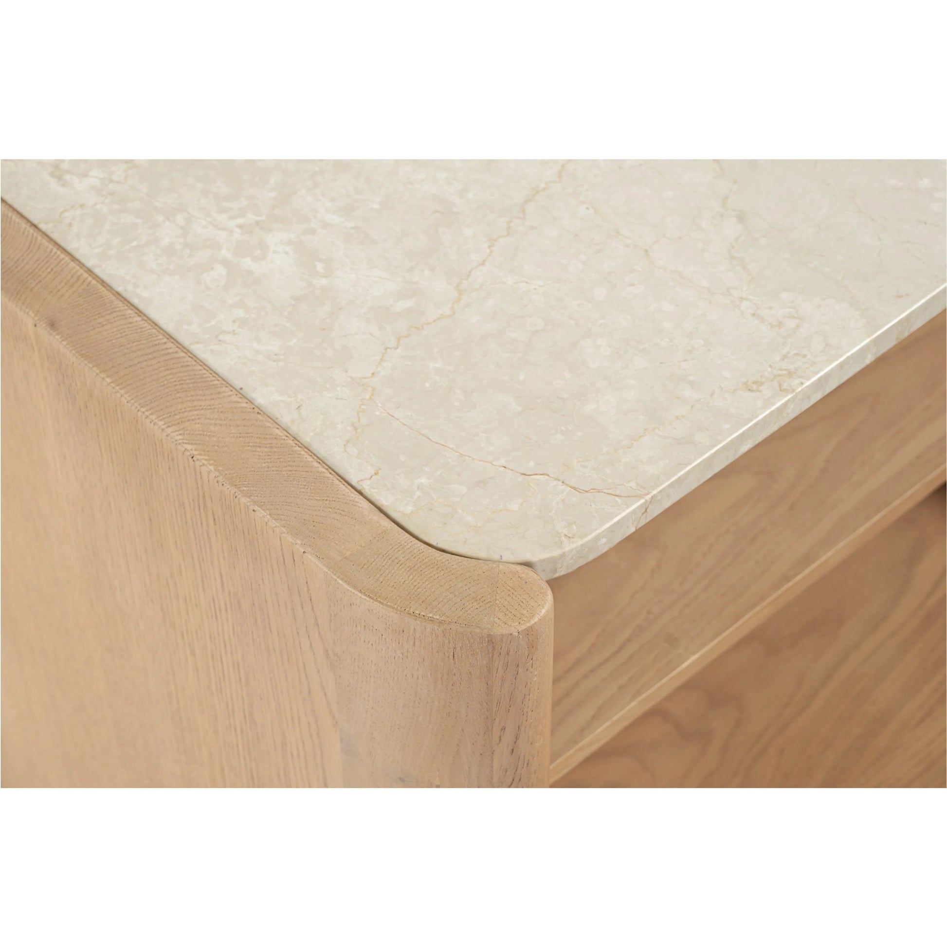 Lane Nightstand by Moe's Home Collection in natural. Made from oak, oak veneer, bottichino marble in a transitional style.