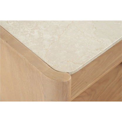 Lane Nightstand by Moe's Home Collection in natural. Made from oak, oak veneer, bottichino marble in a transitional style.