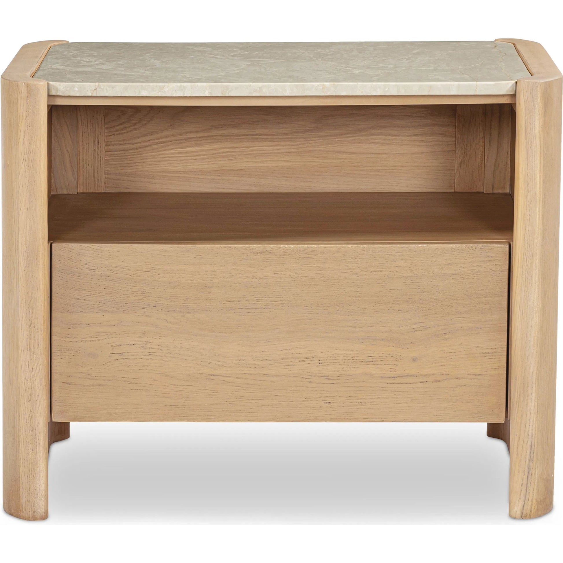 Lane Nightstand by Moe's Home Collection in natural. Made from oak, oak veneer, bottichino marble in a transitional style.