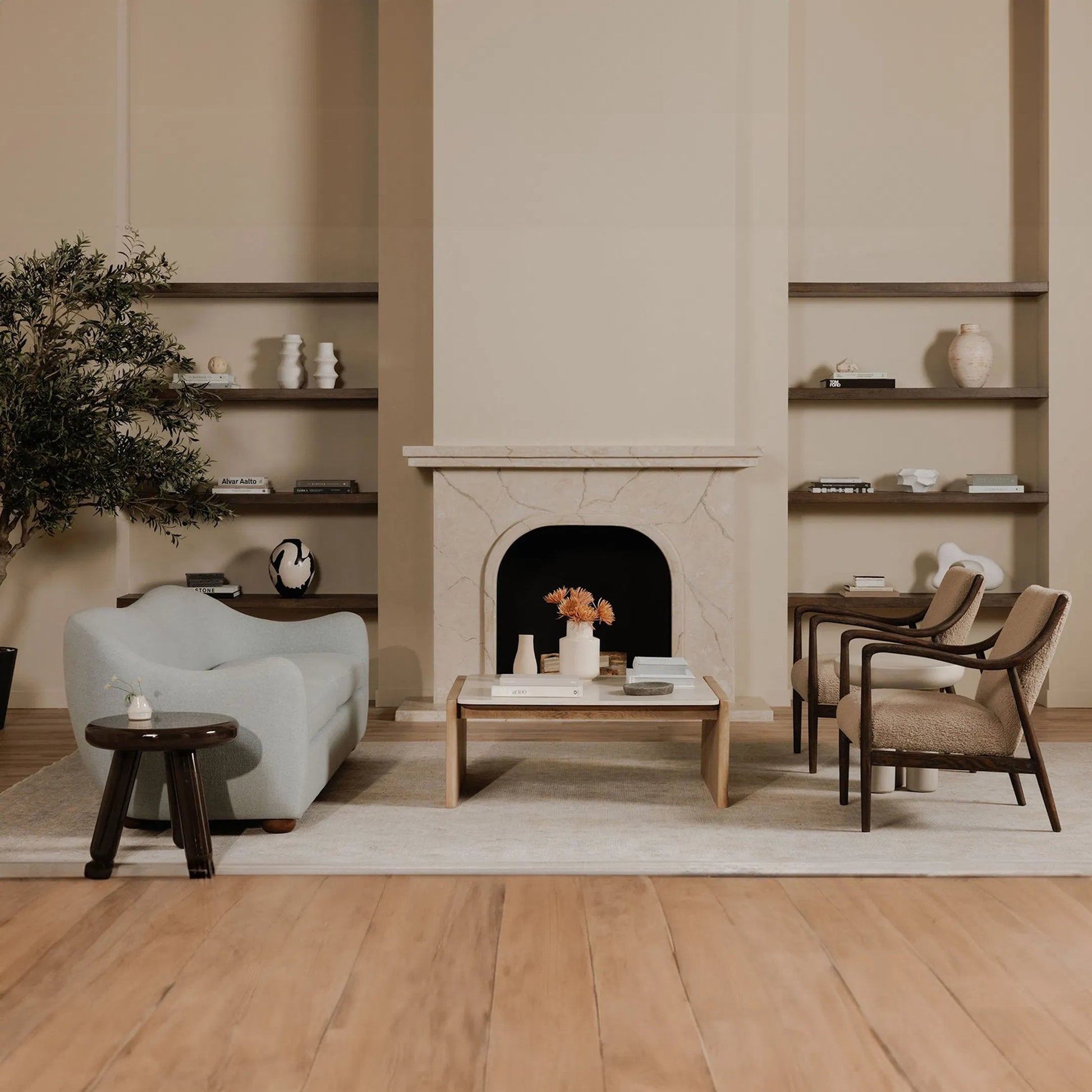 Lane Coffee Table by Moe's Home Collection in natural. Made from oak, bottichino marble in a transitional style.