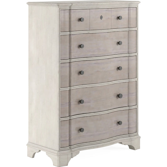 Alcove Drawer Chest by A.R.T. Furniture in belgian ivory, washed maple. Made from acacia solids, maple veneers, metal in a modern style.