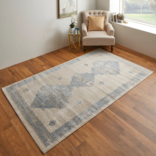 Camellia Transitional Geometric Rug - 39K9F by Feizy in blue, ivory. Made from polypropylene, polyester in a unique style.