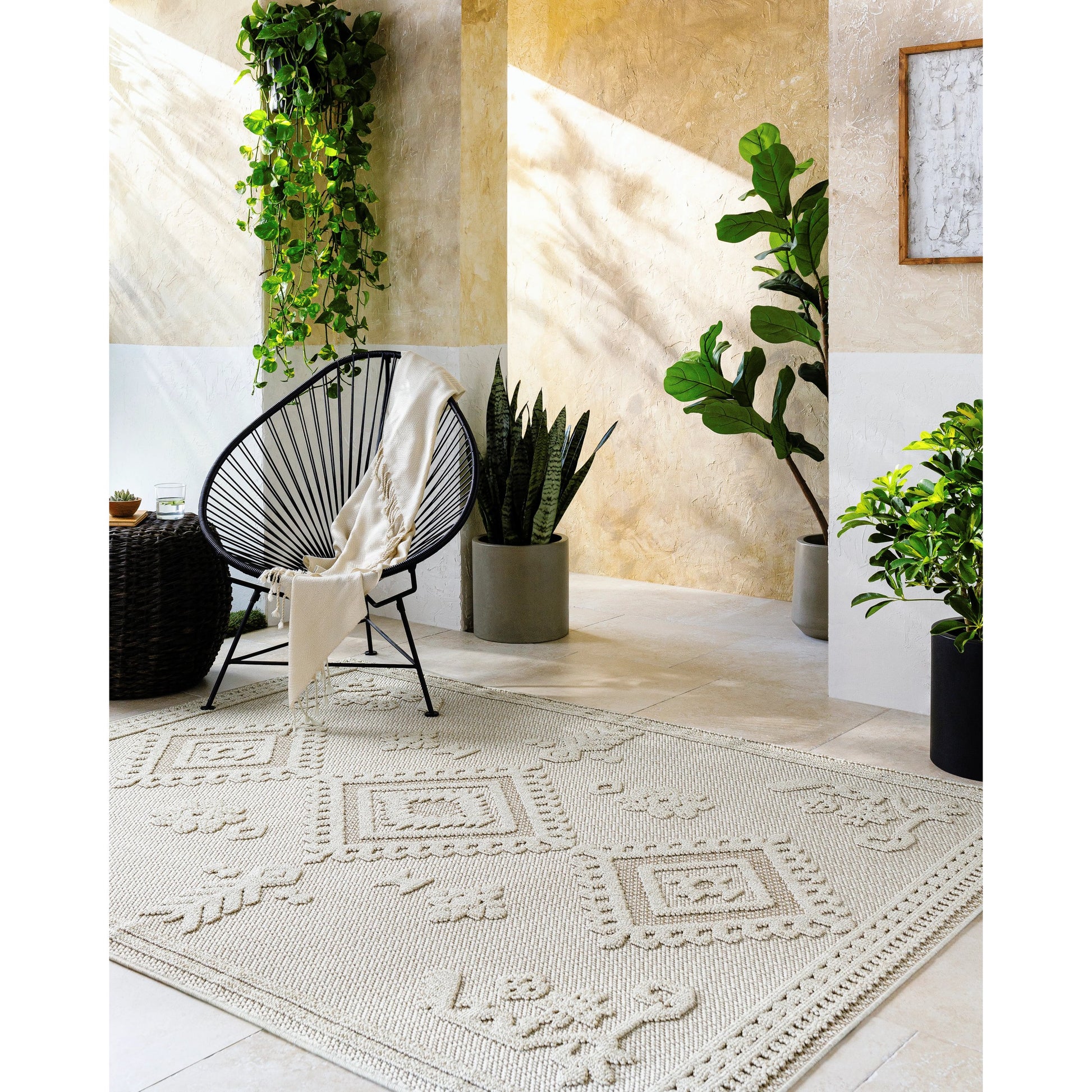 Rockport Machine Woven Rug by Livabliss in ivory, tan. Made from 100% polypropylene in a modern style.
