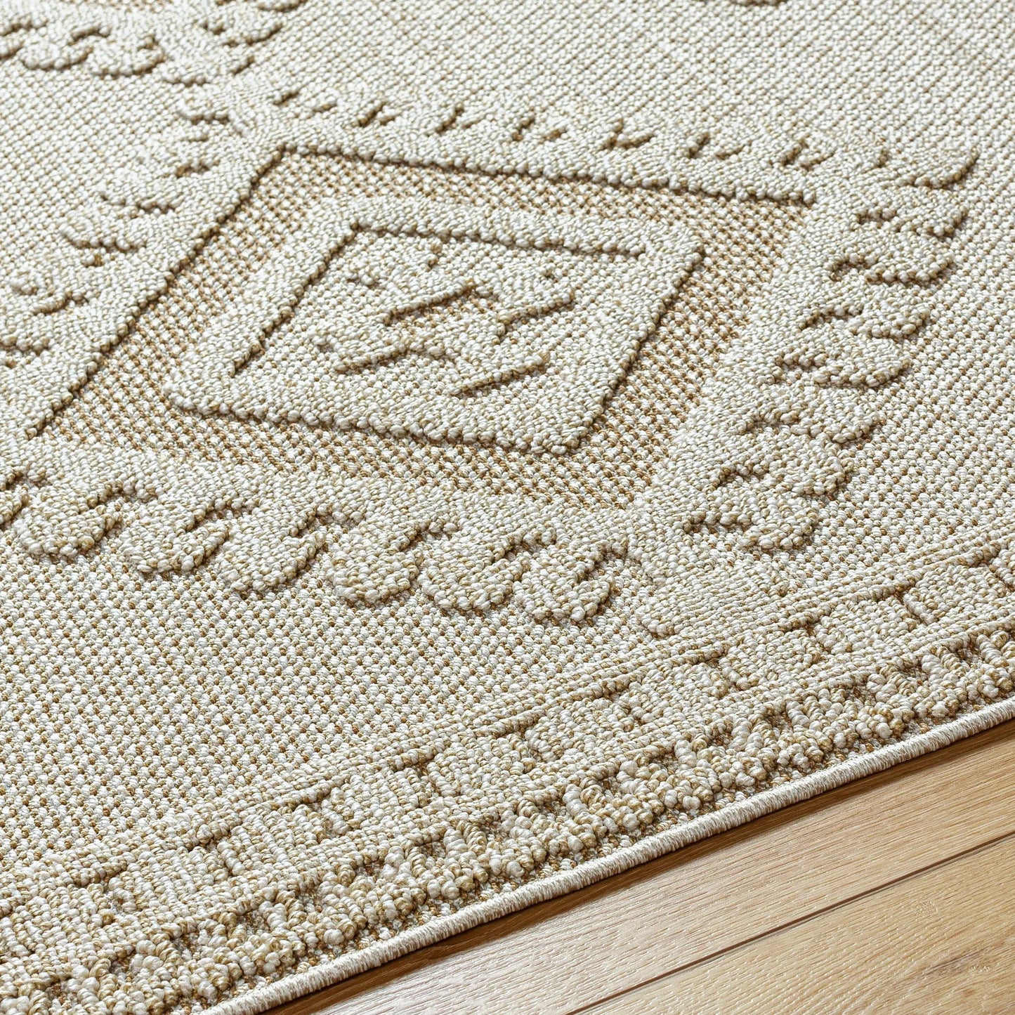 005 SI-1948937,SI-1948938,SI-1948939 | Closeup | Rockport Machine Woven Rug by Livabliss in ivory, tan. Made from 100% polypropylene in a modern style.