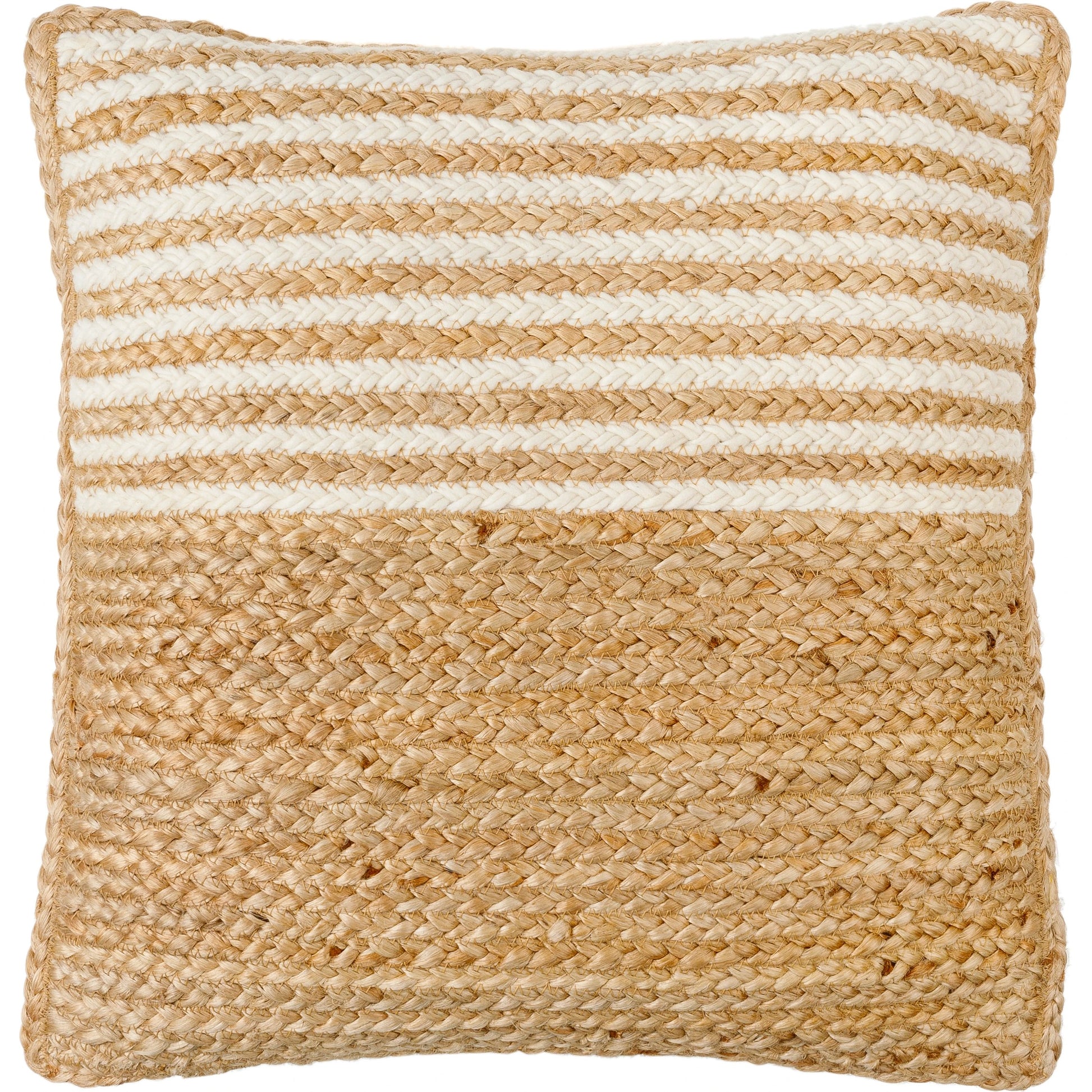 Raipur Pillow - 479627 by Surya in beige, ivory, sandstone. Made from front: 80% jute, 20% wool, back: 100% cotton in a modern style.