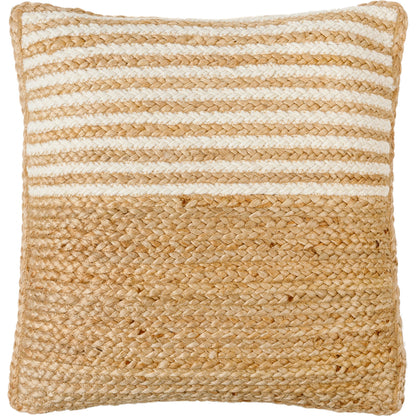 Raipur Pillow - 479627 by Surya in beige, ivory, sandstone. Made from front: 80% jute, 20% wool, back: 100% cotton in a modern style.