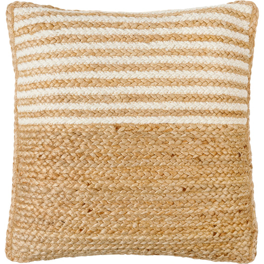 Raipur Pillow - 479627 by Surya in pearl, light wood, camel, desert tan, clay. Made from front: 80% jute, 20% wool, back: 100% cotton in a modern style.