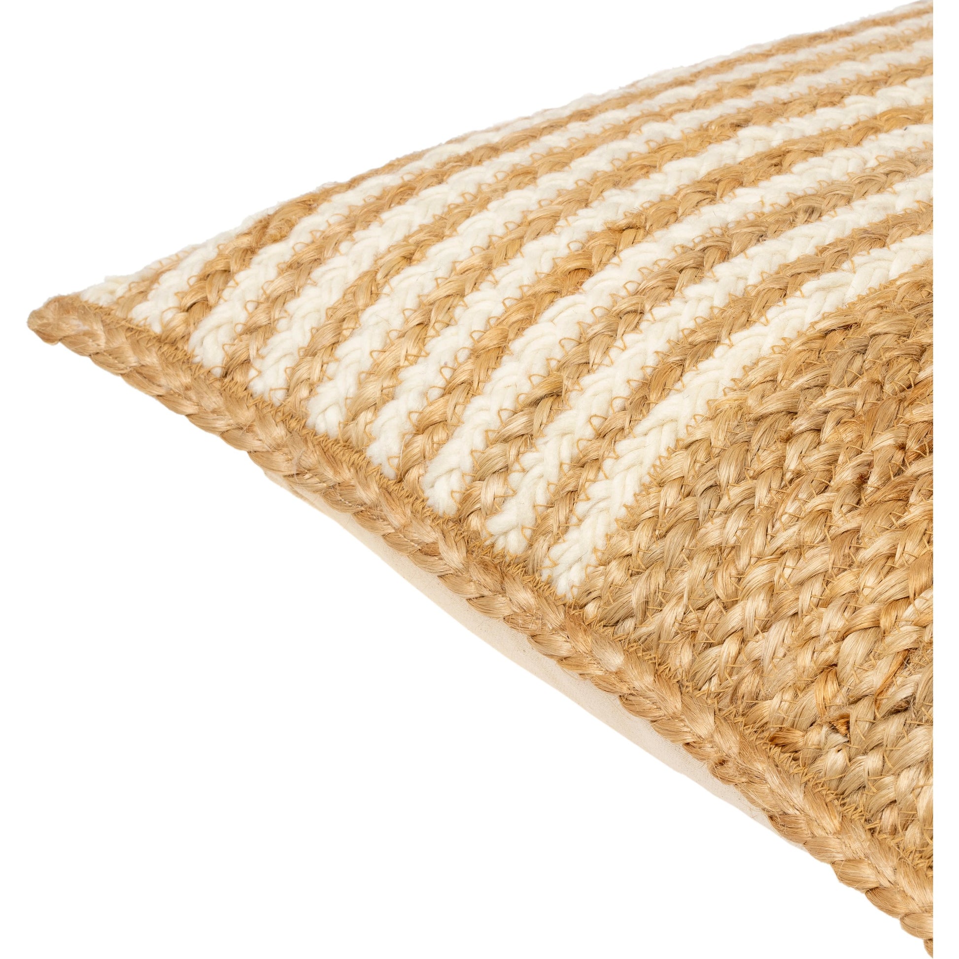Raipur Pillow - 479627 by Surya in beige, ivory, sandstone. Made from front: 80% jute, 20% wool, back: 100% cotton in a modern style.