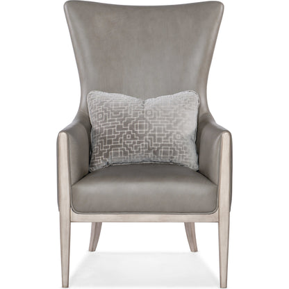 Kyndall Club Chair by Hooker Furniture in light wood. Made from leather, fabric, (semi-aniline top grain) in a modern style.