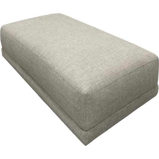 Parley Ottoman by Surya in wood and wood finish. Made from upholstery: polyester, base: rubber wood, fill: 85% polyurethane foam, 15% polyester, polyfill in a modern style.