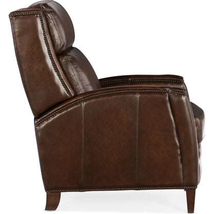 Declan Recliner by Hooker Furniture in brindisi trinita. Made from leather in a traditional style.