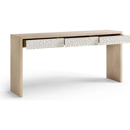 Pelagic Console Table by Jonathan Charles in white washed oak. Made from main oak veneer in a unique style.