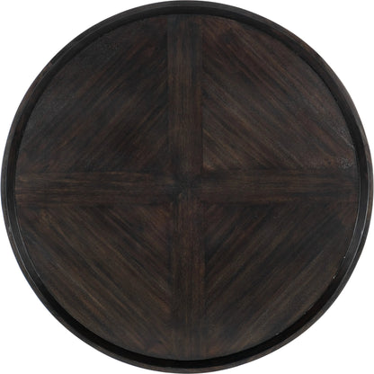 Commerce & Market Round Cocktail Table by Hooker Furniture in dark natural. Made from clean acacia solids in a modern style.