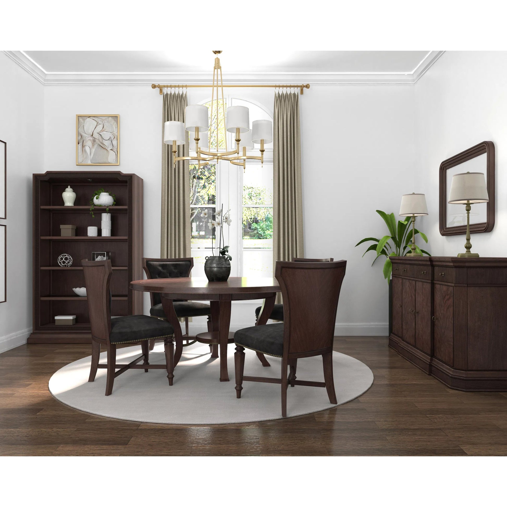 Revival Credenza by A.R.T. Furniture in brown and napa mahogany. Made from rubberwood solids, quarter mahogany veneer, resin, metal in a traditional style.