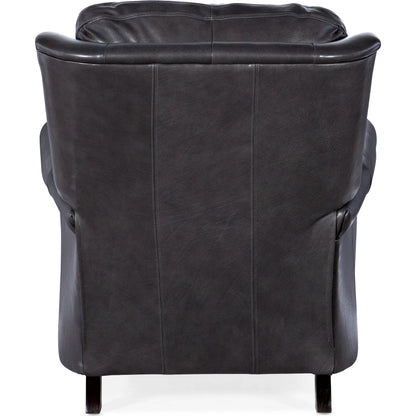 Richardson High Leg Reclining Lounger by Bradington-Young by Hooker Furniture in charcoal and plantation. Made from leather in a unique style.