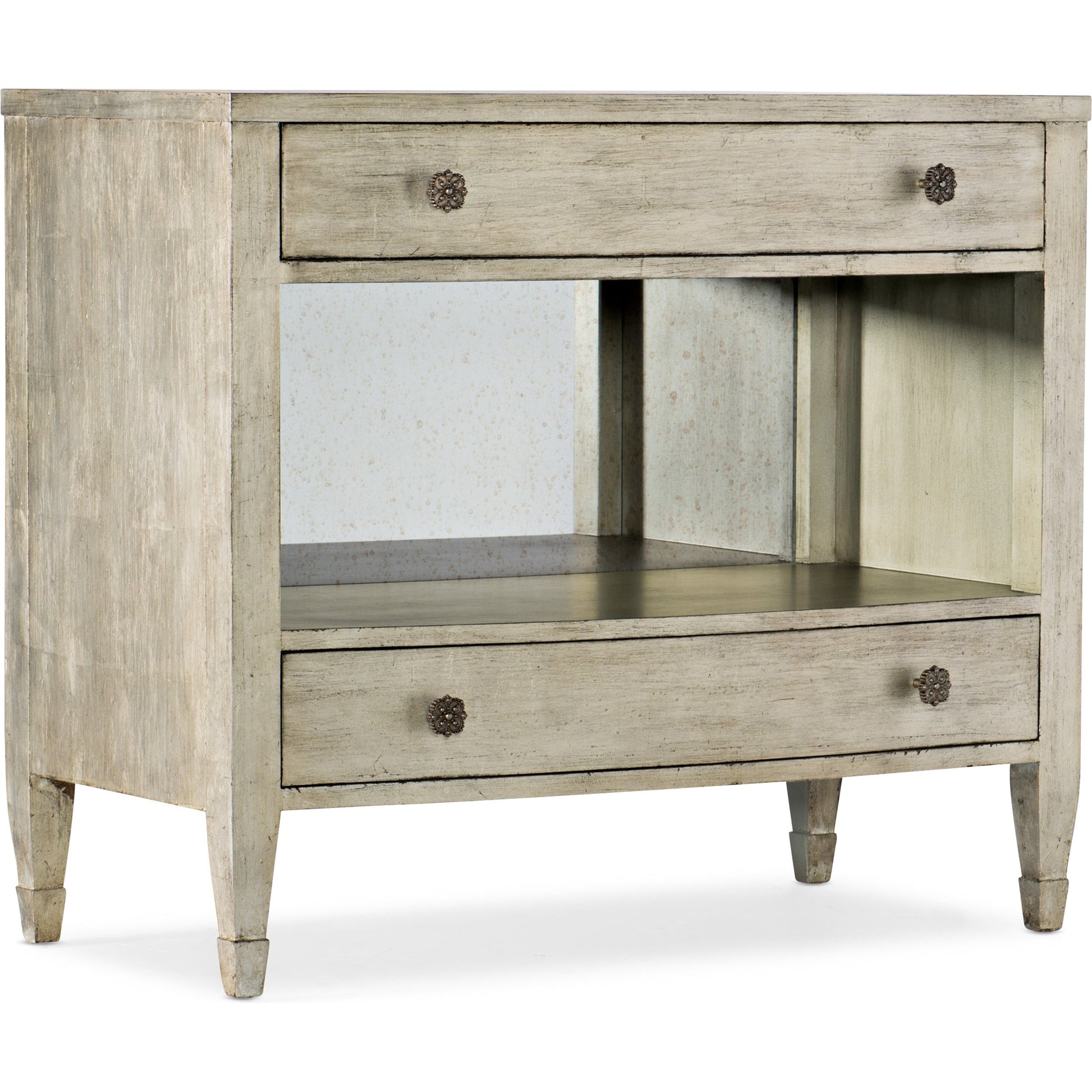 Gemme Nightstand by Hooker Furniture in jewel. Made from oak veneers, glass in a cottage & farmhouse style.