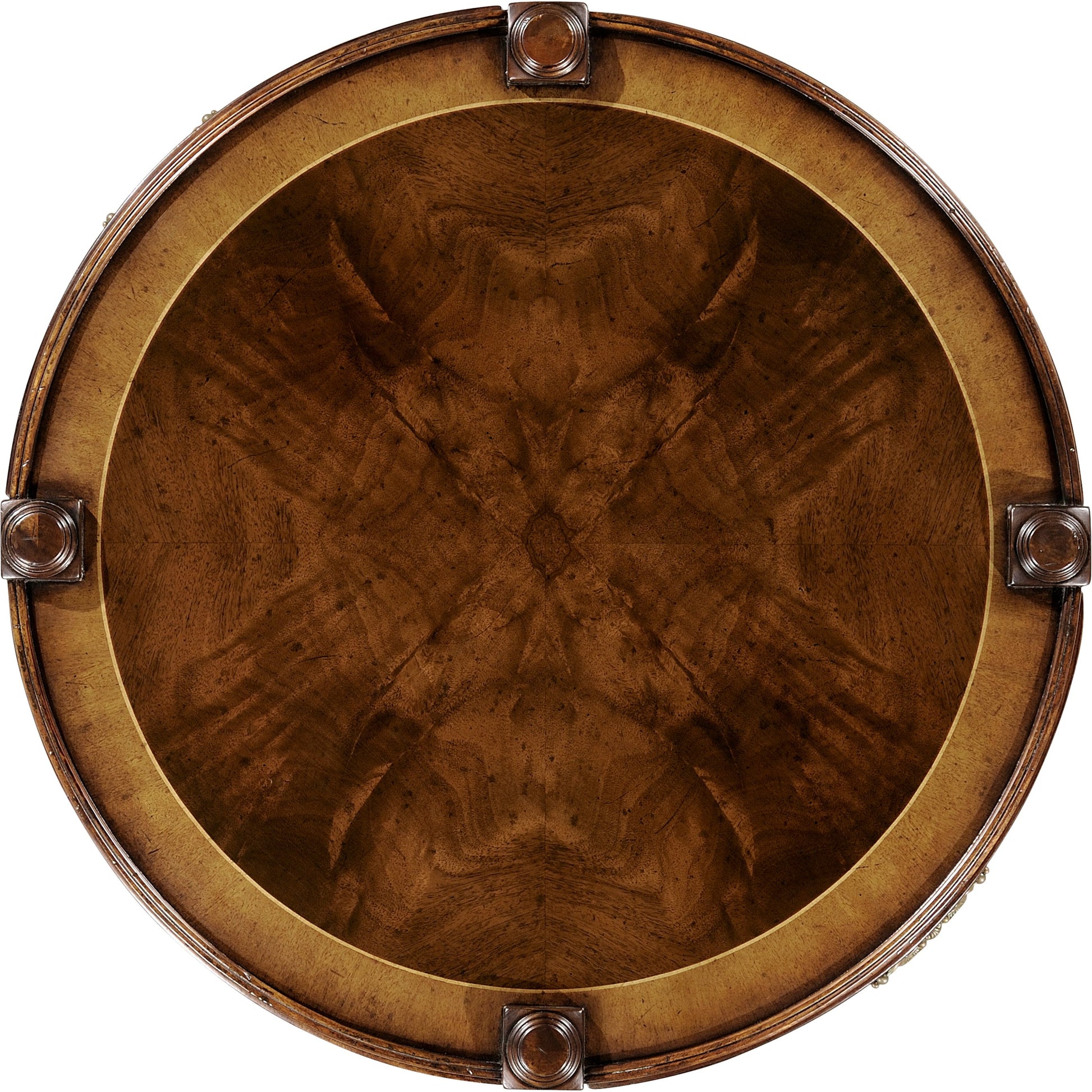 Regency Mahogany Round Side Table by Jonathan Charles in brown and medium antique mahogany. Made from acacia in a traditional style.