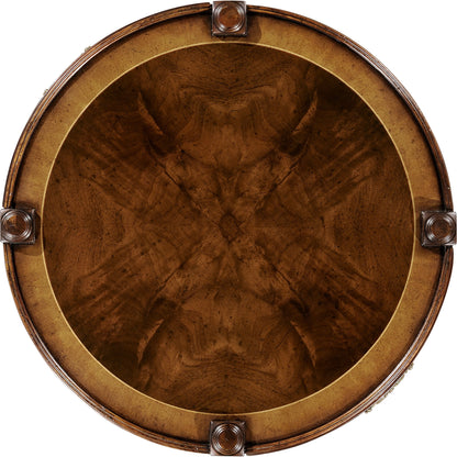 Regency Mahogany Round Side Table by Jonathan Charles in brown and medium antique mahogany. Made from acacia in a traditional style.