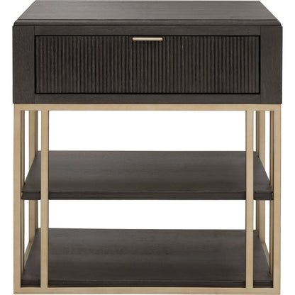 West End Nightstand with Storage-Drawer by Pulaski Furniture in tuxedo. Made from rubberwood in a modern style.