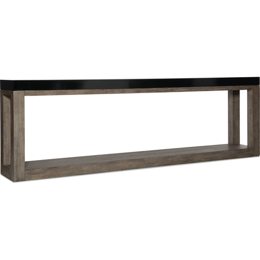 Vienna Console by Hooker Furniture in brown, black. Made from quarter cut oak veneers in a modern style.