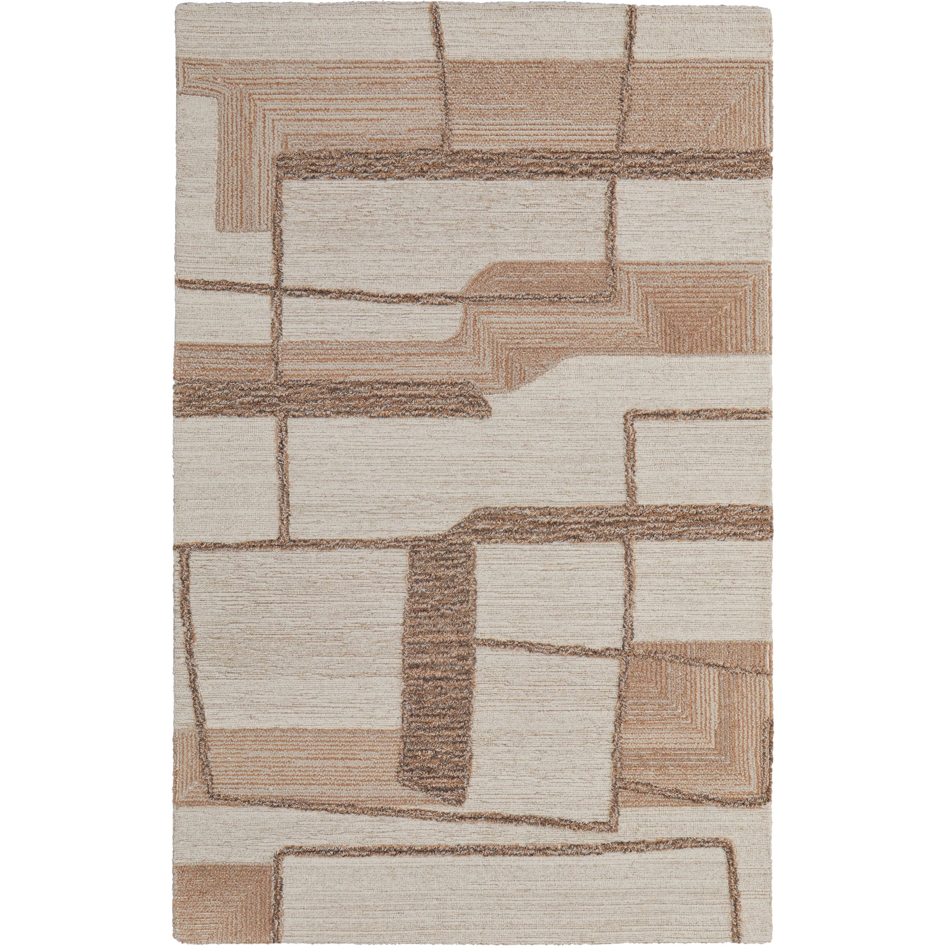 Pollock Geometric Rug - 8954F by Feizy in ivory, brown, tan. Made from wool, nylon in a unique style.