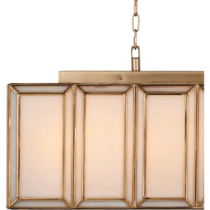 Daze Chandelier by Currey and Company in white, antique brass. Made from glass, brass, metal in a modern style.