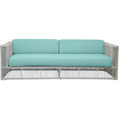 Miami Outdoor Sofa by Sunset West in frost. Made from olefin rope in a coastal style.