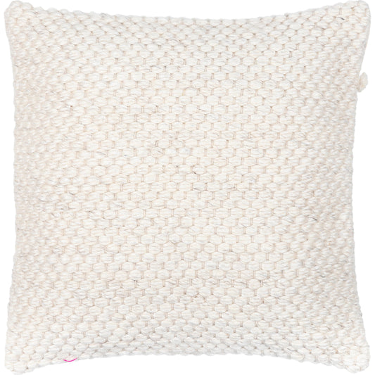 Karrie Pillow - 8532 by Livabliss in cream. Made from 50% cotton, 25% viscose, 25% wool, 100% cotton in a cottage & farmhouse style.