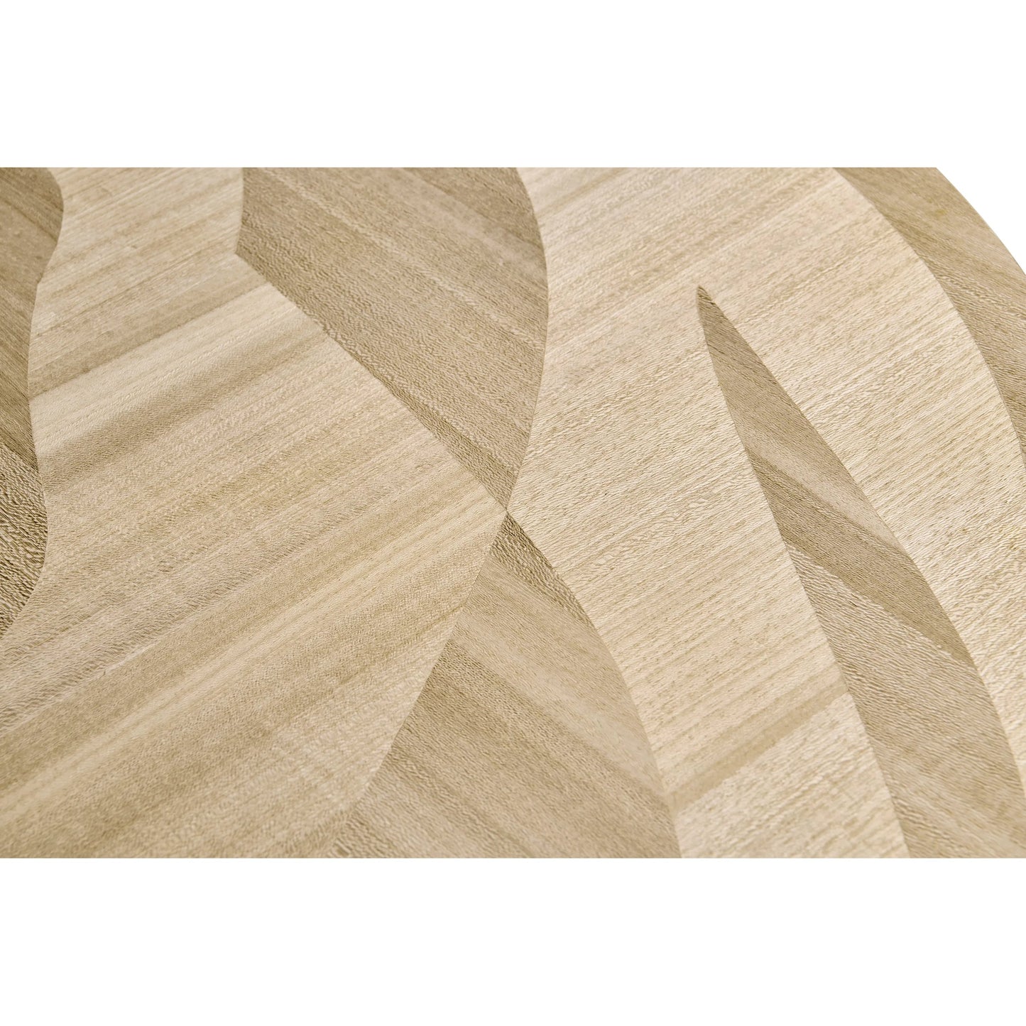 005 SI-2252657 | Closeup | Tidepool Round Dining Table by Jonathan Charles in beige and natural dyed koto. Made from koto veneer in a modern style.