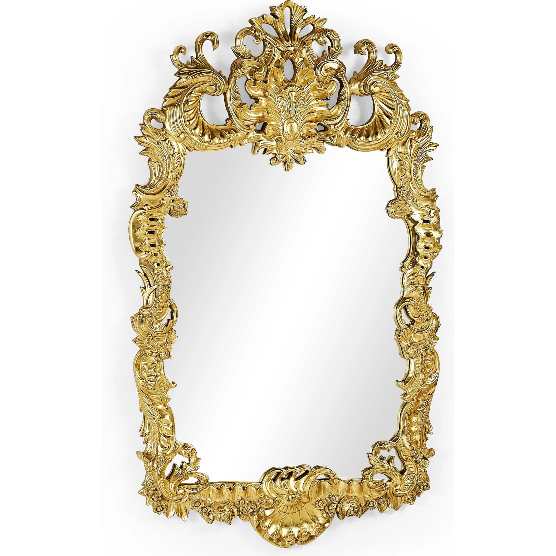 Buckingham Gilded Rococo Style Mirror by Jonathan Charles in gold and light antique gold-leaf. Made from acacia in a traditional style.