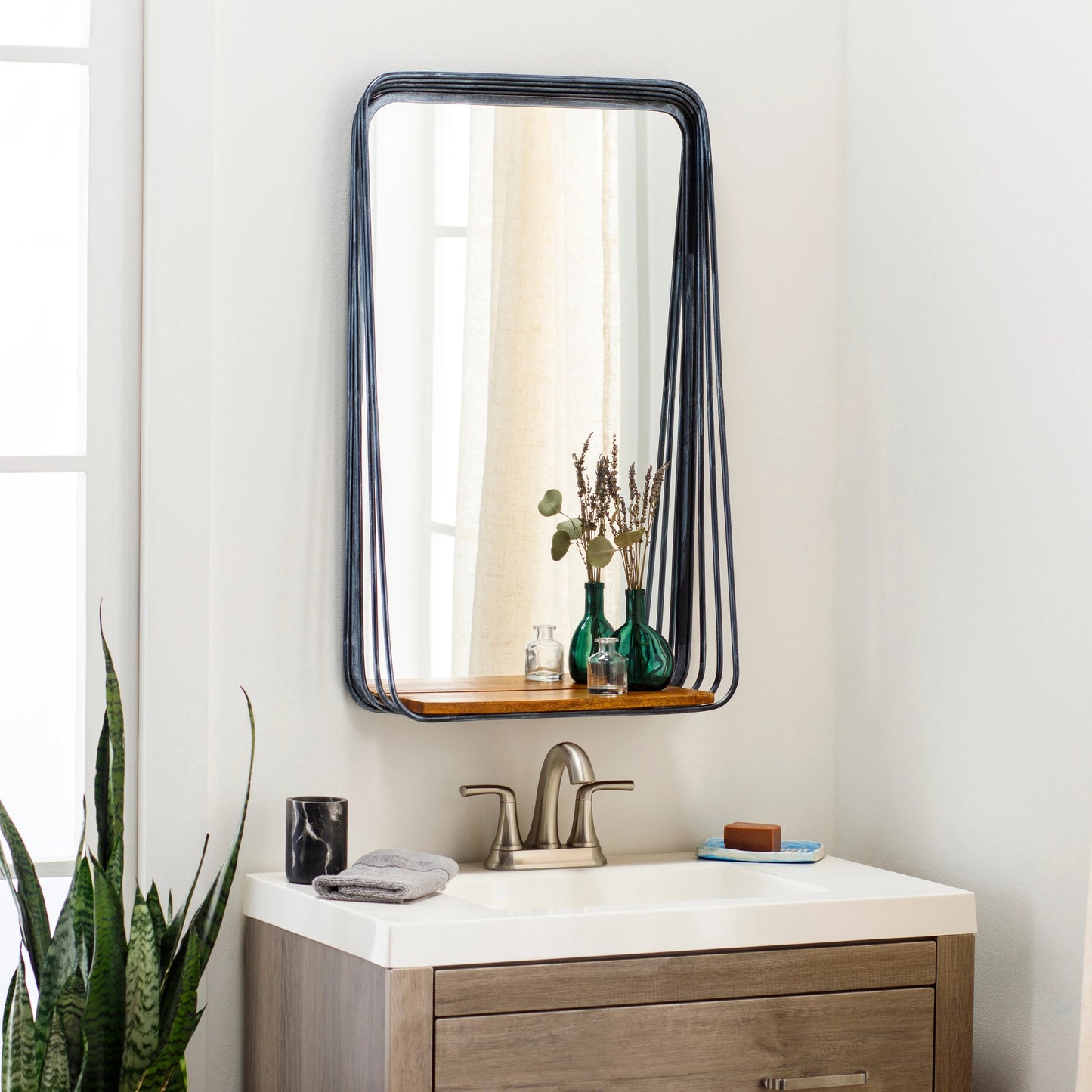 001 SI-1879117 | Lifestyle | Carter - 27422 by Surya in black and powder coated. Made from metal, manufactured wood, wood in a transitional style.