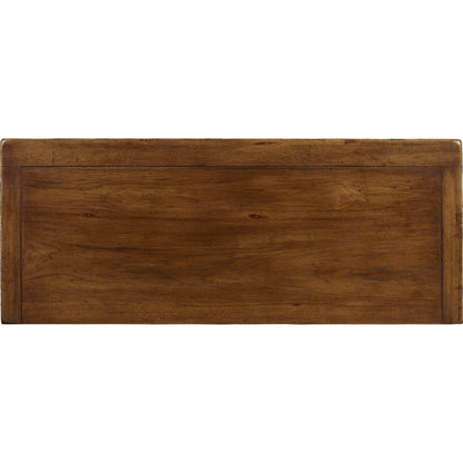 Archivist Bureau by Hooker Furniture in pecan. Made from pecky pecan veneers, felt in a cottage & farmhouse style.