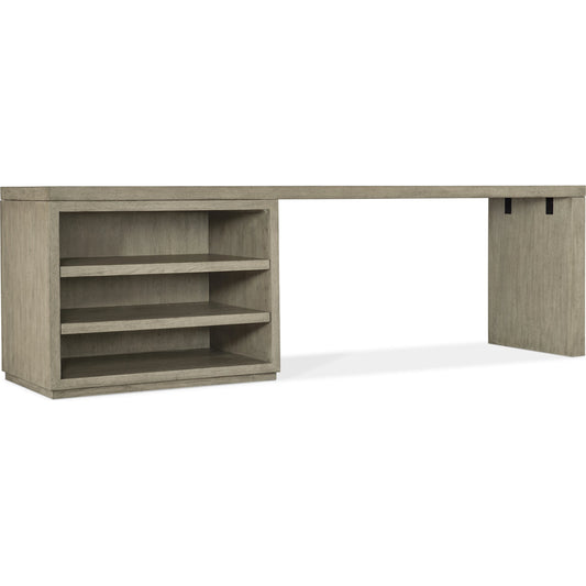 Linville Falls Desk - 96" Top-Open Desk Cabinet and 1 Leg by Hooker Furniture in mink. Made from oak veneers in a modern style.