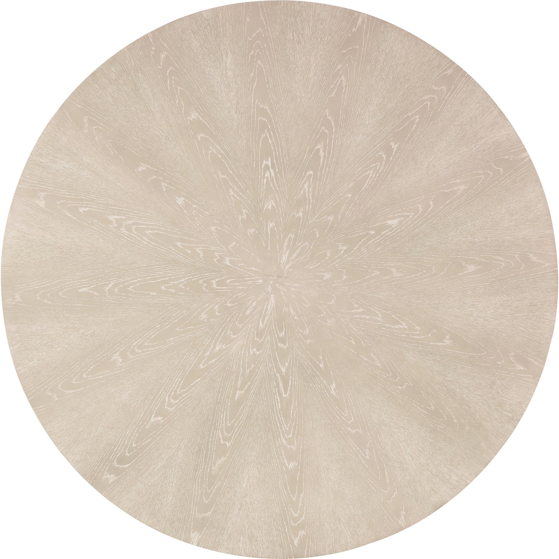 Nouveau Chic Round Pedestal Dining Table by Hooker Furniture in sandstone. Made from oak veneers, resin in a modern style.
