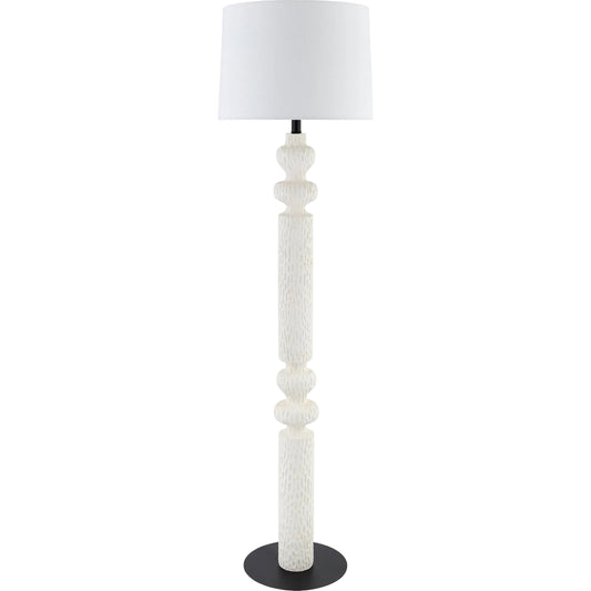 Riversdale Floor Lamp by Surya in white. Made from resin, linen, polystyrene, iron in a modern style.