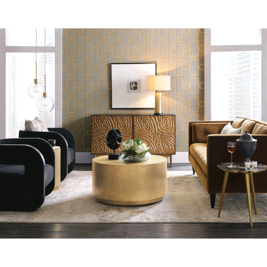 Melange Fingerprints Two Door Credenza by Hooker Furniture in black. Made from wood, resin, metal in a modern style.