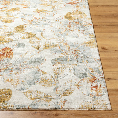 Roseanne RSE-2300 Rug by Livabliss in light gray, medium gray, mustard, light blue, deep teal, rust. Made from face: 65% polyester