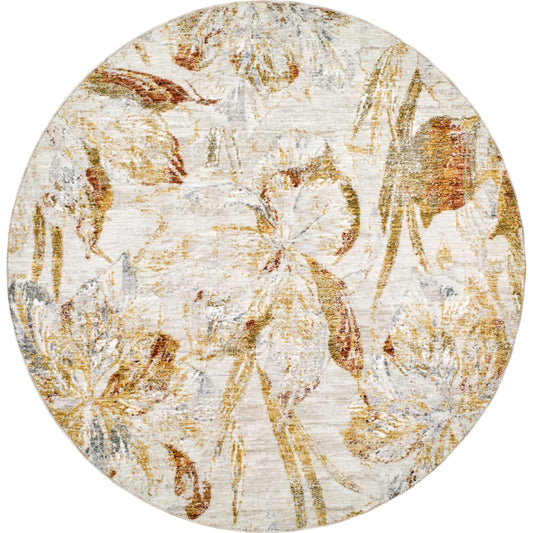 Roseanne RSE-2301 Rug by Livabliss in off-white, mustard, medium gray, medium brown, rust, light blue. Made from face: 65% polyester, 35% polyester, warp: 100% cotton in a unique style.