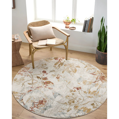Roseanne RSE-2302 Rug by Livabliss in light gray, medium gray, mustard, medium brown, light blue, rust. Made from face: 65% polyester, 35% polyester, warp: 100% cotton in a unique style.