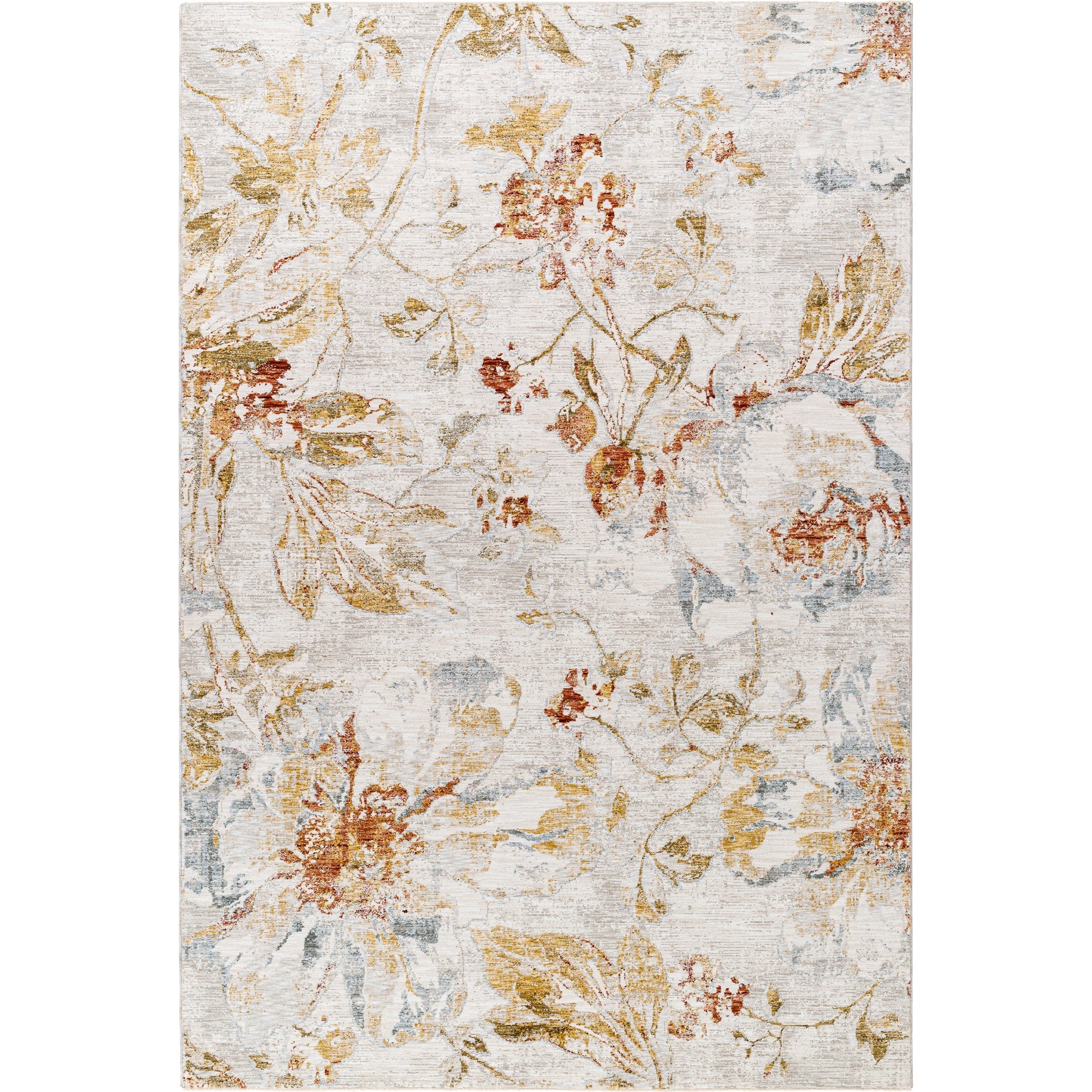 Roseanne RSE-2302 Rug by Livabliss in light gray, medium gray, mustard, medium brown, light blue, rust. Made from face: 65% p