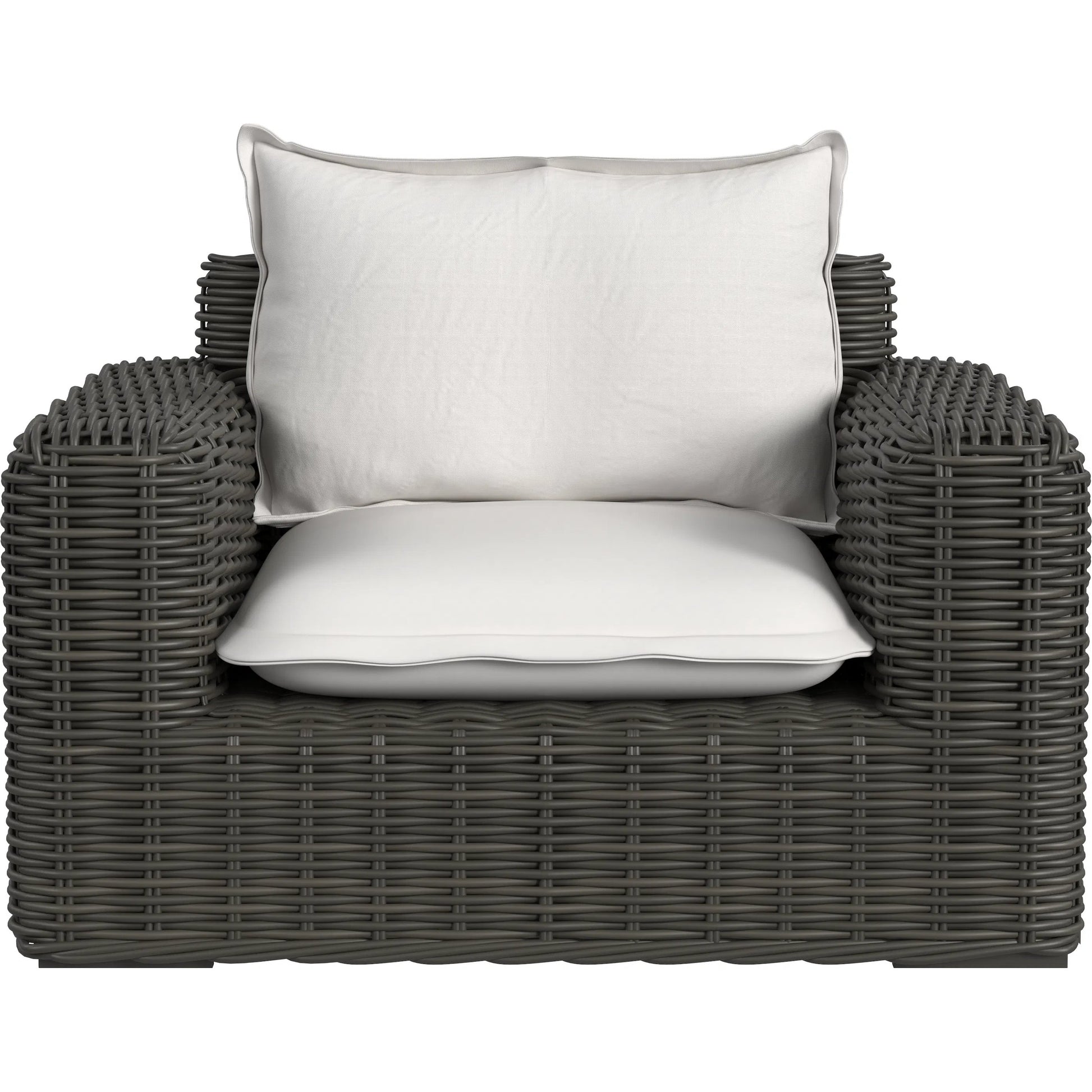 Cabo Outdoor Oversized Club Chair by Sunset West in dark wood. Made from resin wicker in a rustic style.