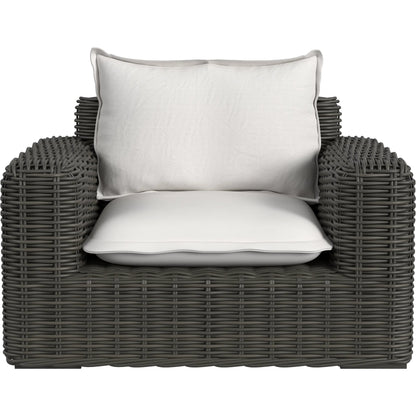 Cabo Outdoor Oversized Club Chair by Sunset West in dark wood. Made from resin wicker in a rustic style.