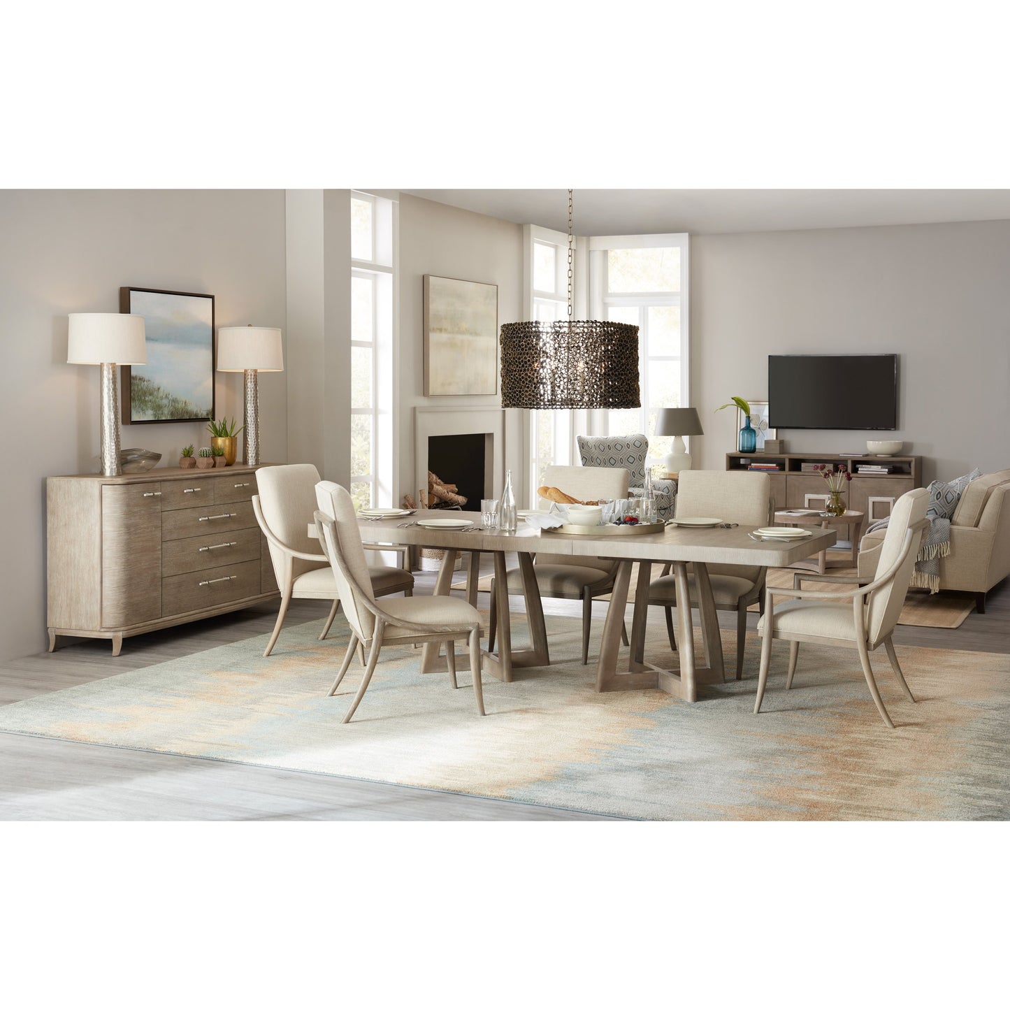 005 SI-1748212 | Lifestyle | Affinity Server by Hooker Furniture in greige. Made from oak veneers in a coastal style.